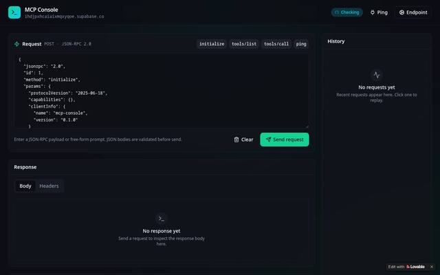 Screenshot of MCP Console