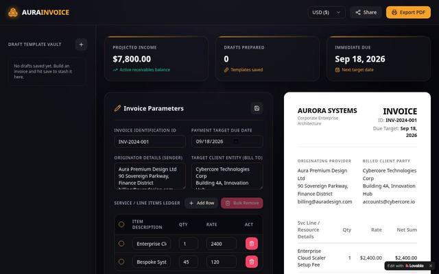 Screenshot of Aura Invoice