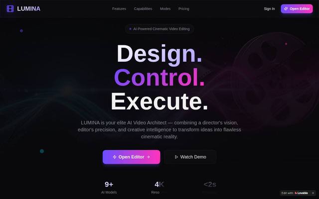 Screenshot of Lumina CineCraft